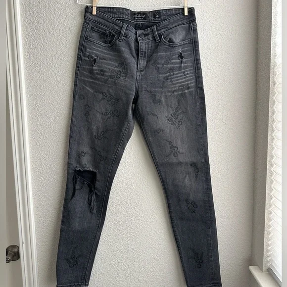 LUCKY BRAND DISTRESSED HIGH RISE SKINNY JEANS - Picture 4 of 5